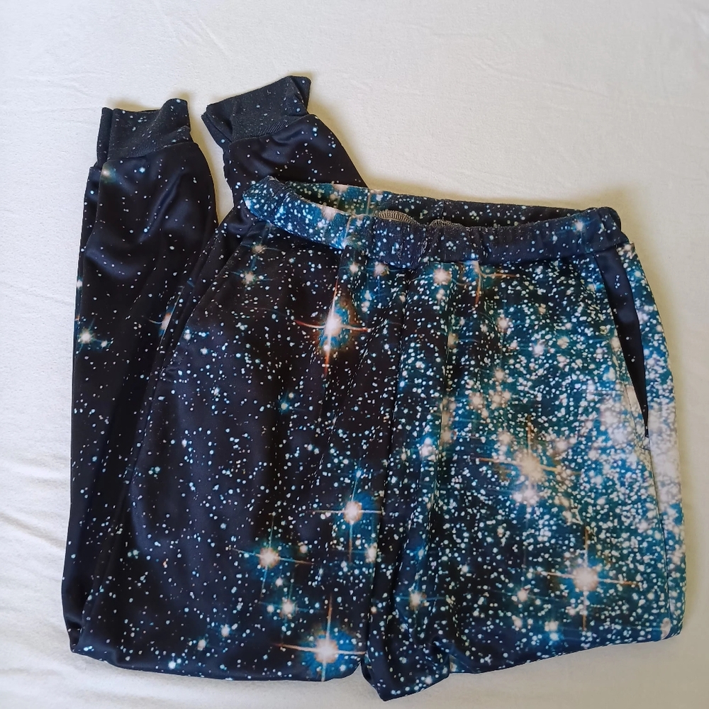 Starry Cosmic Print Sweat Pants Sz Medium Unisex